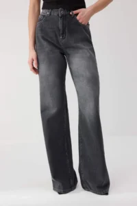 TRENDYOLMİLLA TRENDYOLMiLLA Wardrope Essentials Anthracite FLORAL High Waist Wide Leg jeans - Image 3