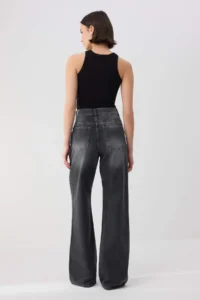 TRENDYOLMİLLA TRENDYOLMiLLA Wardrope Essentials Anthracite FLORAL High Waist Wide Leg jeans - Image 4