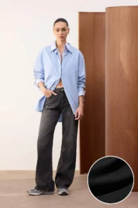 TRENDYOLMİLLA TRENDYOLMiLLA Wardrope Essentials Anthracite FLORAL High Waist Wide Leg jeans - Image 6