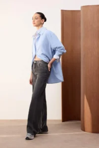 TRENDYOLMİLLA TRENDYOLMiLLA Wardrope Essentials Anthracite FLORAL High Waist Wide Leg jeans - Image 8