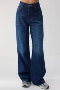 TRENDYOLMİLLA TRENDYOLMiLLA Wardrope Essentials Dark Blue Flowy High Waist Wide Leg jeans - Image 3