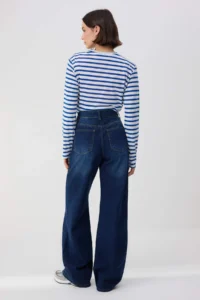 TRENDYOLMİLLA TRENDYOLMiLLA Wardrope Essentials Dark Blue Flowy High Waist Wide Leg jeans - Image 4