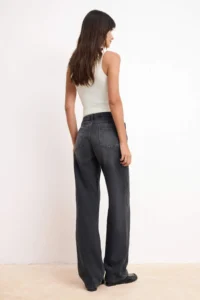 TRENDYOLMİLLA Black Draped Regular Waist 100% Cotton LONG Size Wide Leg jeans - Image 4