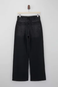 TRENDYOLMİLLA Black Draped Regular Waist 100% Cotton LONG Size Wide Leg jeans - Image 6