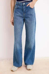 TRENDYOLMİLLA Mavi High Waist 100% Cotton Wide Leg Wide Leg jeans