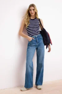TRENDYOLMİLLA Mavi High Waist 100% Cotton Wide Leg Wide Leg jeans - Image 2