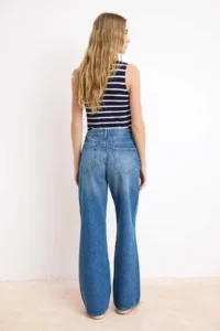 TRENDYOLMİLLA Mavi High Waist 100% Cotton Wide Leg Wide Leg jeans - Image 4