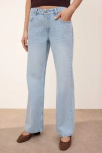 TRENDYOLMİLLA TRENDYOLMiLLA Wardrope Essentials Blue Low Waist 100% Cotton Wide Leg Wide Leg jeans