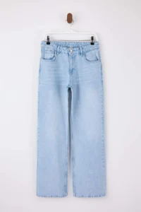 TRENDYOLMİLLA TRENDYOLMiLLA Wardrope Essentials Blue Low Waist 100% Cotton Wide Leg Wide Leg jeans - Image 5