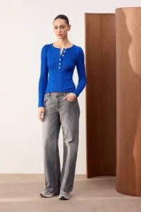 TRENDYOLMİLLA TRENDYOLMiLLA Wardrope Essentials Gray Low Waist 100% Cotton Wide Leg Wide Leg jeans - Image 2