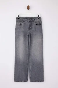 TRENDYOLMİLLA TRENDYOLMiLLA Wardrope Essentials Gray Low Waist 100% Cotton Wide Leg Wide Leg jeans - Image 5