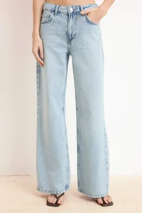 TRENDYOLMİLLA Premium Blue Special Material Regular Waist LONG Size 100% Cotton LOOSE Wide Leg jeans - Image 3