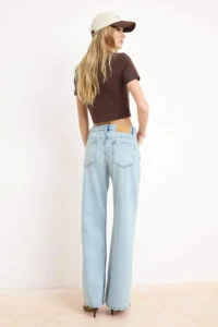 TRENDYOLMİLLA Premium Blue Special Material Regular Waist LONG Size 100% Cotton LOOSE Wide Leg jeans - Image 4
