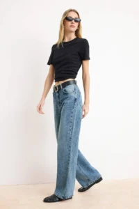 TRENDYOLMİLLA Mavi SOFT Tencel Blended High Waist Wide Leg jeans - Image 2