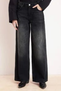 TRENDYOLMİLLA Premium Black Special Material Draped High Waist 100% Cotton Wide Leg jeans - Image 3