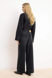 TRENDYOLMİLLA Premium Black Special Material Draped High Waist 100% Cotton Wide Leg jeans - Image 4