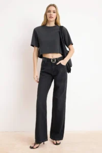 TRENDYOLMİLLA Black SOFT Tencel Blended High Waist Wide Leg jeans
