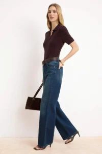 TRENDYOLMİLLA Dark Blue SOFT Tencel Blended High Waist Wide Leg jeans - Image 2