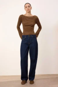 TRENDYOLMİLLA TRENDYOLMiLLA Wardrobe Essentials - Blue Flowy High Waist 100% Cotton barrel jeans - Image 3