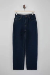 TRENDYOLMİLLA TRENDYOLMiLLA Wardrobe Essentials - Blue Flowy High Waist 100% Cotton barrel jeans - Image 5