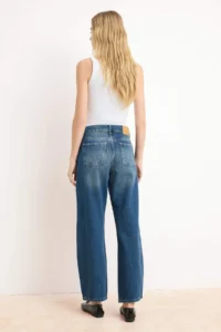 TRENDYOLMİLLA Premium Blue Special Material Draped Tencel Blended High Waist Short Size barrel jeans - Image 4