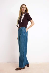 TRENDYOLMİLLA Mavi Regular Waist 100% Cotton barrel jeans - Image 2