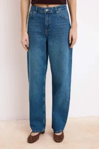 TRENDYOLMİLLA Mavi Regular Waist 100% Cotton barrel jeans - Image 3