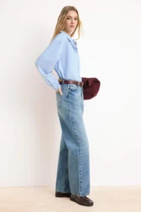 TRENDYOLMİLLA Premium Blue Special Material High Waist 100% Cotton barrel jeans - Image 2