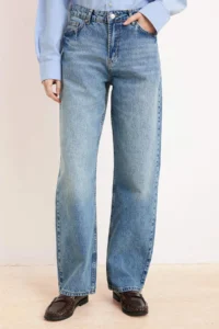 TRENDYOLMİLLA Premium Blue Special Material High Waist 100% Cotton barrel jeans - Image 3