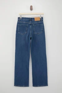 TRENDYOLMİLLA Premium Blue Special Material High Waist Middle Flexible Straight Plain Cut jeans - Image 6