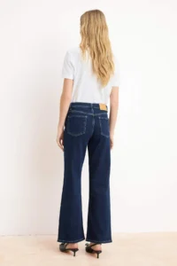 TRENDYOLMİLLA Premium Dark Blue Special Material High Waist Middle Flexible Straight Plain Cut jeans - Image 4