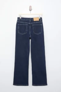TRENDYOLMİLLA Premium Dark Blue Special Material High Waist Middle Flexible Straight Plain Cut jeans - Image 6