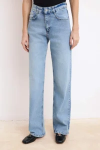 TRENDYOLMİLLA Mavi High Waist 100% Cotton Wide Leg Wide Leg jeans