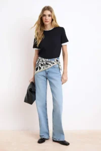 TRENDYOLMİLLA Mavi High Waist 100% Cotton Wide Leg Wide Leg jeans - Image 2
