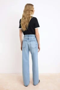 TRENDYOLMİLLA Mavi High Waist 100% Cotton Wide Leg Wide Leg jeans - Image 4