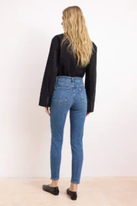 TRENDYOLMİLLA Mavi High Waist Ekstra Flexible skinny Bodysuit hugging jeans - Image 4
