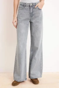 TRENDYOLMİLLA Premium Gray Special Material Regular Waist 100% Cotton Wide Leg Wide Leg jeans - Image 3