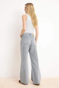 TRENDYOLMİLLA Premium Gray Special Material Regular Waist 100% Cotton Wide Leg Wide Leg jeans - Image 4
