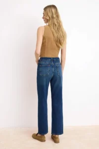 TRENDYOLMİLLA Mavi High Waist Less Flexible Straight Plain Cut jeans - Image 4