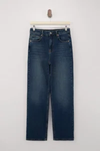 TRENDYOLMİLLA Mavi High Waist Less Flexible Straight Plain Cut jeans - Image 5