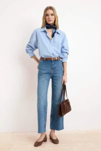 TRENDYOLMİLLA Mavi High Waist Less Flexible culotte Ankle Size jeans
