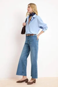 TRENDYOLMİLLA Mavi High Waist Less Flexible culotte Ankle Size jeans - Image 2