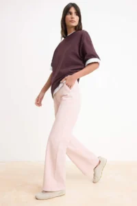 TRENDYOLMİLLA Pink Pocket Detail High Waist 100% Cotton Wide Leg jeans