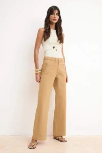 TRENDYOLMİLLA Camel High Waist Wideleg 100% Cotton jeans