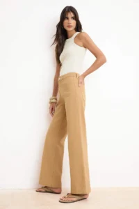 TRENDYOLMİLLA Camel High Waist Wideleg 100% Cotton jeans - Image 2