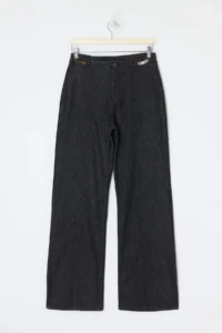 TRENDYOLMİLLA Black Draped Accessory Detailed High Waist 100% Cotton Wide Leg jeans
