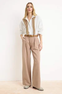 TRENDYOLMİLLA Camel Draped Tencel Blended High Waist Wide Leg jeans