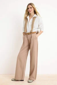 TRENDYOLMİLLA Camel Draped Tencel Blended High Waist Wide Leg jeans - Image 2