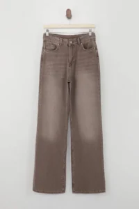 TRENDYOLMİLLA Light Brown Flowy Vintage Washed High Waist 100% Cotton Wide Leg jeans - Image 5