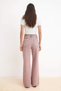 TRENDYOLMİLLA Pink High Waist Wide Leg Wide Leg 100% Cotton jeans - Image 4